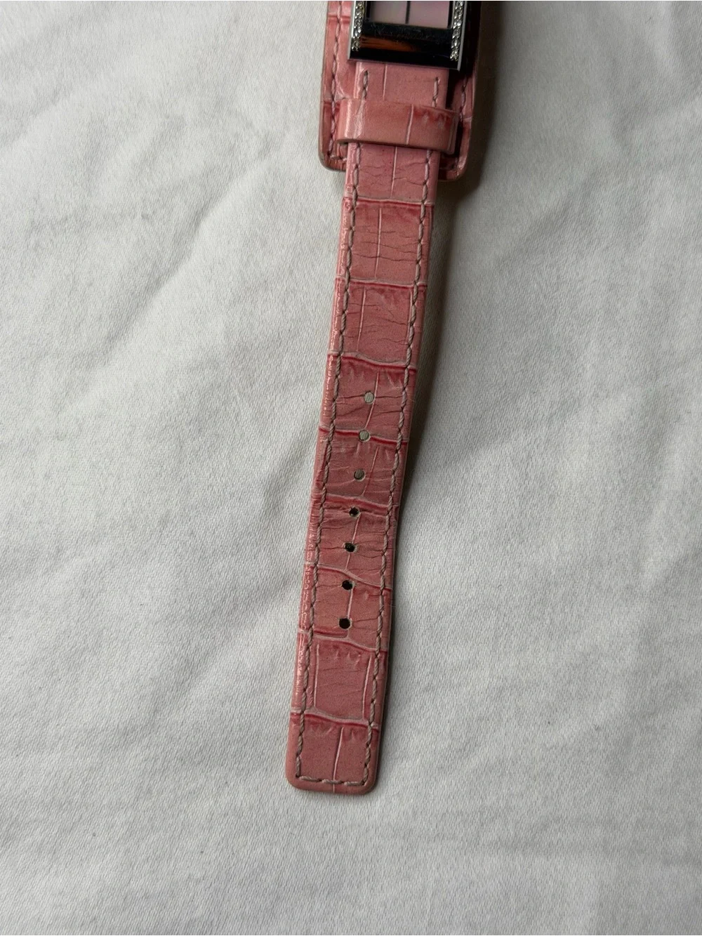 Fossil Watch Women’s F2 17mm Rectangle Pink Dial Leather Band